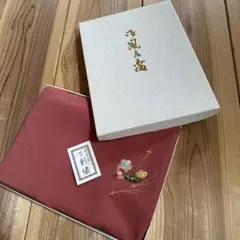 花柄刺繍 赤風呂敷 箱付き