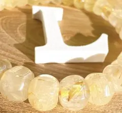 L金運ルチルクオーツ8mm金針水晶ブレスレットバングル径１６ｃｍパワーストーン