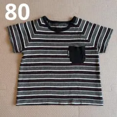 COMME CA ISM　半袖ボーダーTシャツ　80cm　黒
