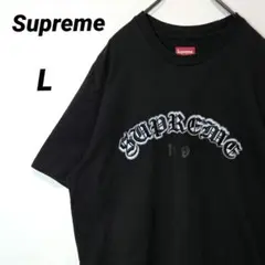 SUPREME Tシャツ 刺繍 アーチロゴ オールドイングリッシュ 黒 XL 