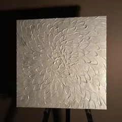 ☆秀作☆ 手書き油絵 シルバーペタル 肉筆絵画 インテリア 油彩画