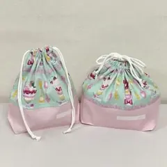 コップ袋とお弁当袋2点セット　　#2287-10