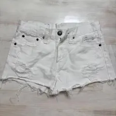 moussy ホワイト ダメージショートパンツ サイズ1