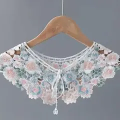 つけ襟　花　個性的　カラフル　春　小花柄　レース