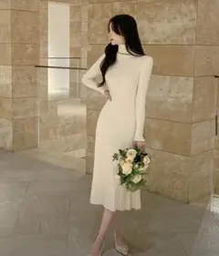 最終値下げ dholic✨リブ編み タートルネックスリムニット