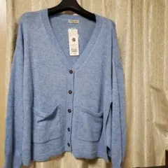 Simmon Moss ブルー Vネックカーディガン