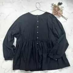 ✨美品✨かぐれ チュニックシャツ ブラウス 長袖 シェルボタン 綿100 