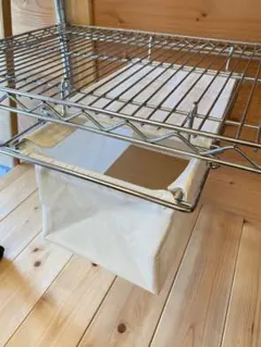 無印良品 スチールラック用 ワイヤーバスケット5個とハンガーバーの
