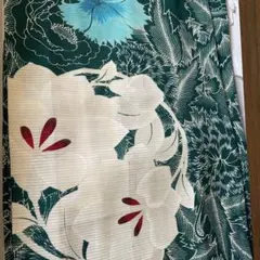 アンティーク着物　夏物　横絽　百合？と撫子　しつけ糸付き