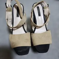 ZARA WOMAN 厚底サンダル ベージュ×ブラック 37のサムネイル