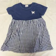 赤ちゃん本舗 ワンピース 90cm 半袖 ギンガムチェック ネイビー 女の子 夏のサムネイル