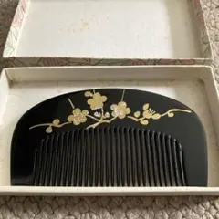 訳あり/レトロ】 櫛 笄 くし こうがい セット 菊花 沈金 金彩 髪飾り