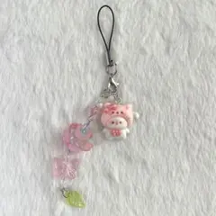 ビーズストラップ　ビーズチャーム　ピンク　y2kチャーム