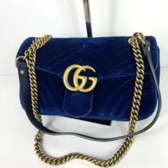 【極美品】グッチ アクセサリーポーチ GUCCI GGマーモント チェーンバッグ