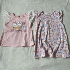 ベビー服 95cm アンパンマン 半袖 トップス ワンピース 2枚セット ピンクのサムネイル
