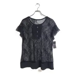 新品 レースブラウス 半袖 ブラック M 薄手 春夏 カジュアル 羽織り デート