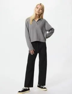UNIQLO ユニクロ　ウォッシャブルニットリブパンツ　ブラック　Lサイズ