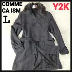 【00s】COMME CA ISM　fur wool trench coat L