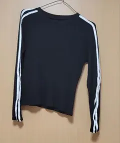 ラグランサイドライン リブ ロンTSHEPP ブラック 長袖 Tシャツ