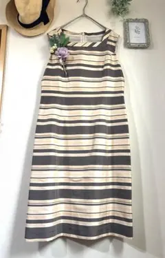 courreges☆クレージュ☆シルク　高級　ワンピース　ボーダー　クラシカルのサムネイル