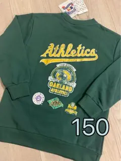 MLB アスレチックス ロゴ 裏毛 カスレ トレーナー グリーン 150