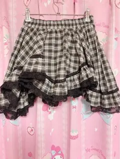 WEGO チェック柄フリルミニスカート