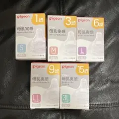 新品♡Pigeon♡母乳実感♡哺乳瓶用乳首S〜3L♡5箱セット