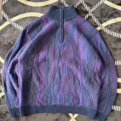 00s 3Dニット　総柄ニット　神配色　coogi 短丈　ゴールデンサイズ　L