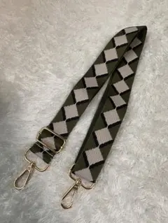 オリーブグリーン ダイヤモンドパターン ショルダーストラップ60cm〜120cm