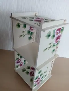 トールペイント・黄薔薇・2段ラック・小物入れ - メルカリ