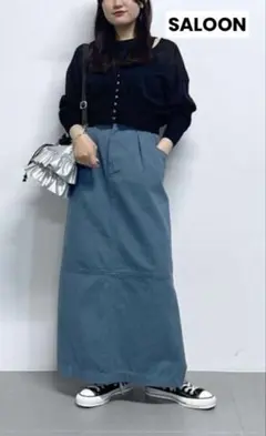 saloon サルーン　コットンスカート　ロングスカート　ロングタイトスカートのサムネイル