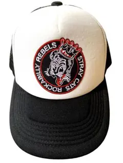 STRAY CATS ストレイキャッツ ワッペン付 キャップ 黒×白 新品未使用