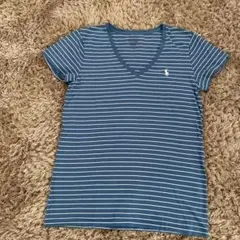 POLO RALPH LAUREN Vネック半袖Tシャツ　ブルー