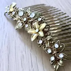 ブライダル ヘアコーム ゴールド フラワー ヘッドドレス 結婚式 和装 成人式