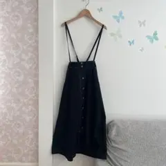 16【1】anysis ロングスカート　サスペンダー　フレアスカート　ブラックのサムネイル