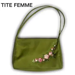 TITE FEMME オリーブグリーン刺繍バッグ