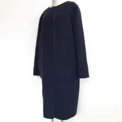 美品△DIANE von FURSTENBERG ノーカラーコート XL 紺のサムネイル