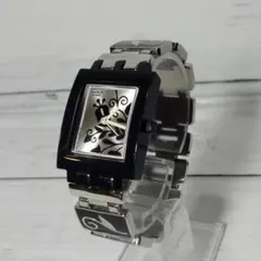 Swatch スウォッチ シルバー&ブラック 植物柄 電池新品 動作〇程度〇