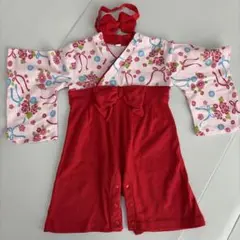 双子 袴ロンパース 70 女の子 お食い初め