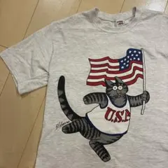 90s USA製 crazy shirts クリバンキャットTシャツ ホワイトMのサムネイル