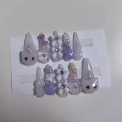 ネイルチップ サブカル 地雷 量産型 Y2K ギャル 平成女児 紫 もやもや