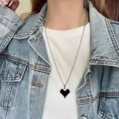 ハートモチーフ ネックレス シルバー ブラック