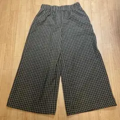 極太　ワイドチェックパンツ　ワイドバギーパンツ　スラックス　イージーパンツ