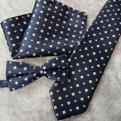 ネクタイ ハンカチ 蝶ネクタイ リボン スーツ お洒落 3点セット 花柄　モテ