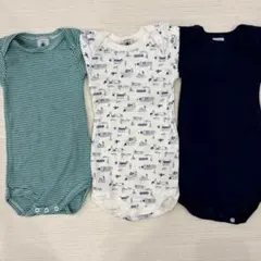 プチバトー　ベビー ボディスーツ 3点セット