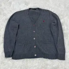 COMME CA BOYS カーディガン 刺繍ロゴ チャコールグレー キレカジ