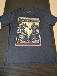 古着 公式 MARVEL Tシャツ L ネイビー キャプテンアメリカ