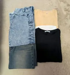 ❦おまとめ売り4点セット❦ デニムスカート膝丈. Tシャツ２枚