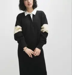 【中古品】ADAM ET ROPÉ アダムエロペ ポロシャツニットワンピース