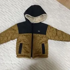 100cm ブラウン・黒 フード付きアウターリバーシブル